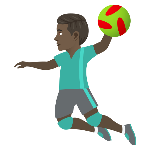 Man Playing Handball: Dark Skin Tone on JoyPixels