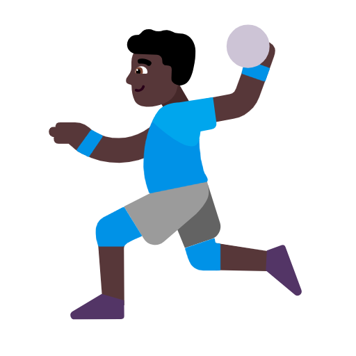 Man Playing Handball: Dark Skin Tone on Microsoft Fluent