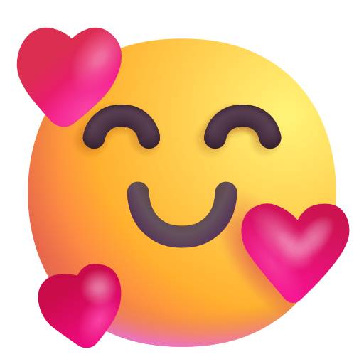 Smiling Face With Smiling Eyes And Three Hearts on Microsoft 3D