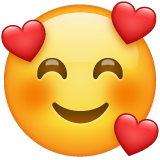 Smiling Face With Smiling Eyes And Three Hearts on WhatsApp