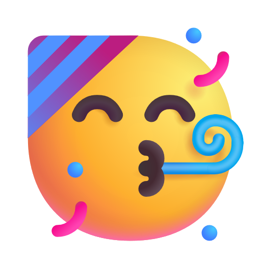 Face With Party Horn And Party Hat on Microsoft 3D