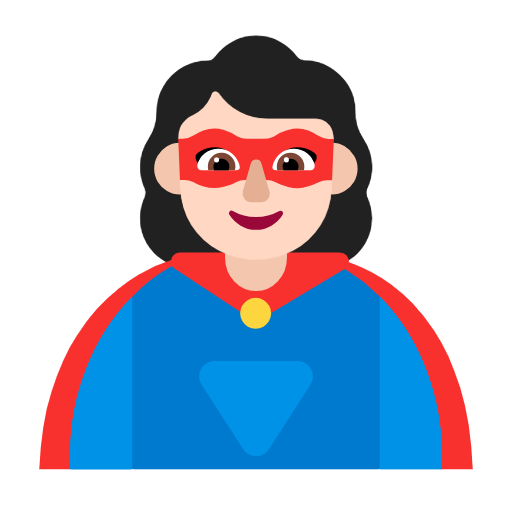 Woman Superhero: Light Skin Tone on Microsoft Fluent