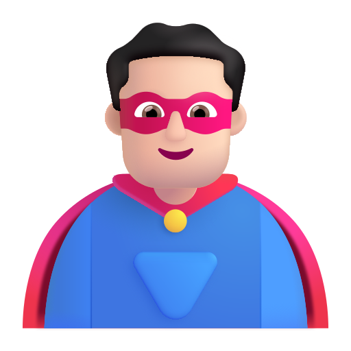 Man Superhero: Light Skin Tone on Microsoft 3D