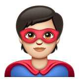 Superhero: Light Skin Tone on WhatsApp