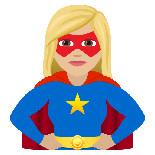 Woman Superhero: Medium-Light Skin Tone on JoyPixels