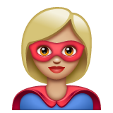 Woman Superhero: Medium-Light Skin Tone on WhatsApp