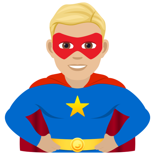Man Superhero: Medium-Light Skin Tone on JoyPixels