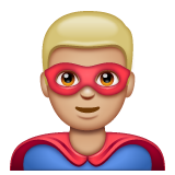 Man Superhero: Medium-Light Skin Tone on WhatsApp