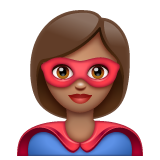 Woman Superhero: Medium Skin Tone on WhatsApp
