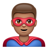 Man Superhero: Medium Skin Tone on WhatsApp