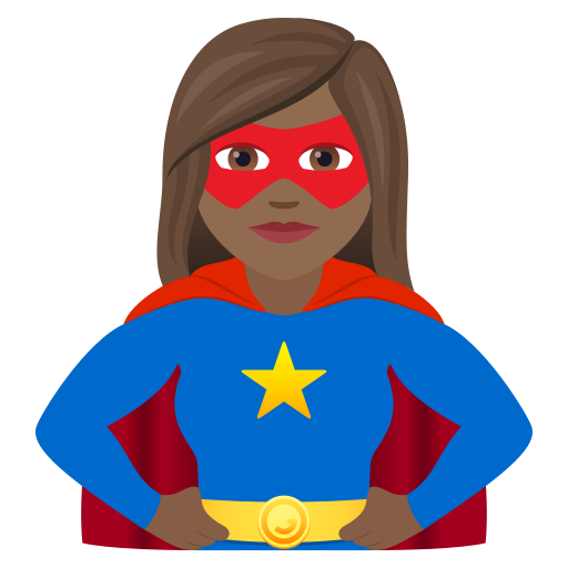 Woman Superhero: Medium-Dark Skin Tone on JoyPixels