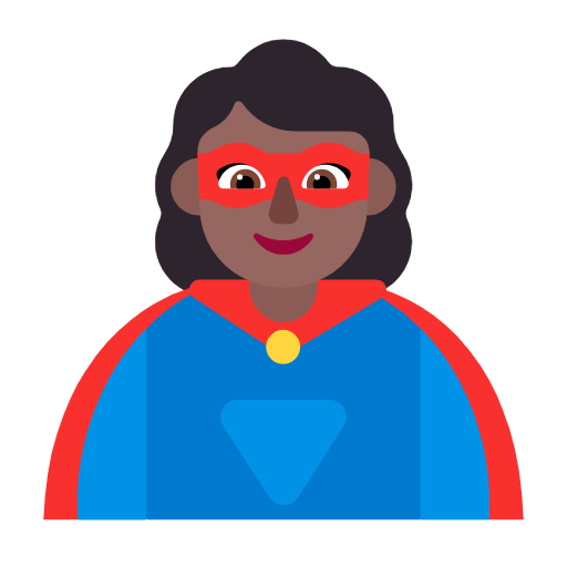 Woman Superhero: Medium-Dark Skin Tone on Microsoft Fluent