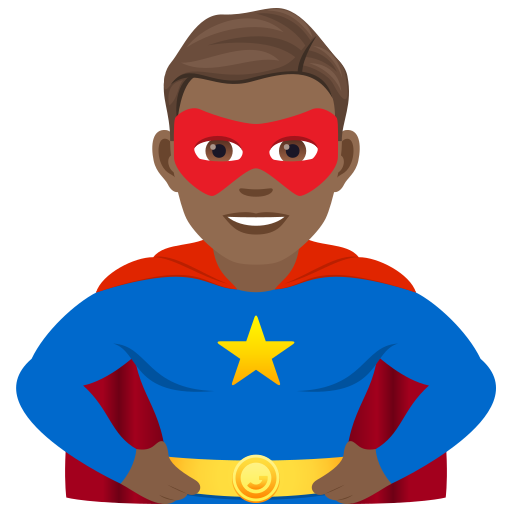 Man Superhero: Medium-Dark Skin Tone on JoyPixels