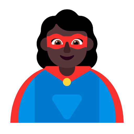 Woman Superhero: Dark Skin Tone on Microsoft Fluent