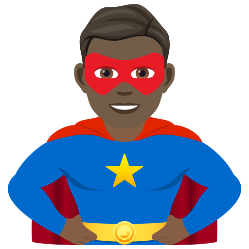 Man Superhero: Dark Skin Tone on JoyPixels