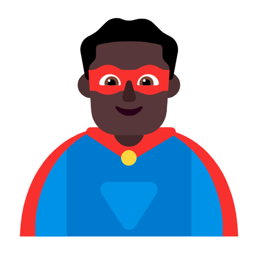Man Superhero: Dark Skin Tone on Microsoft Fluent