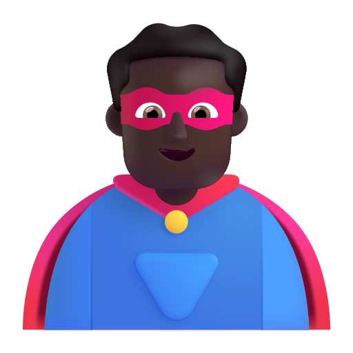 Man Superhero: Dark Skin Tone on Microsoft 3D