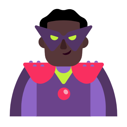 Man Supervillain: Dark Skin Tone on Microsoft Fluent