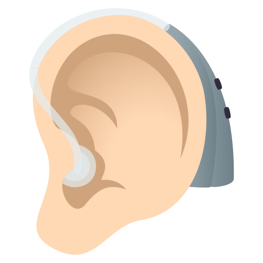 Ear With Hearing Aid: Light Skin Tone on JoyPixels