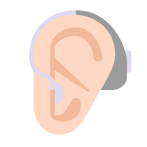 Ear With Hearing Aid: Light Skin Tone on Microsoft Fluent