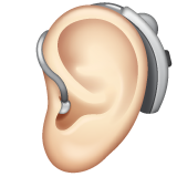 Ear With Hearing Aid: Light Skin Tone on WhatsApp