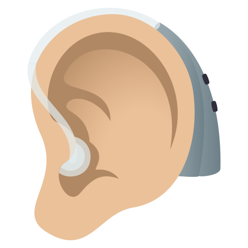 Ear With Hearing Aid: Medium-Light Skin Tone on JoyPixels