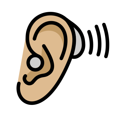 Ear With Hearing Aid: Medium-Light Skin Tone on OpenMoji