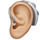 Ear With Hearing Aid: Medium-Light Skin Tone on WhatsApp