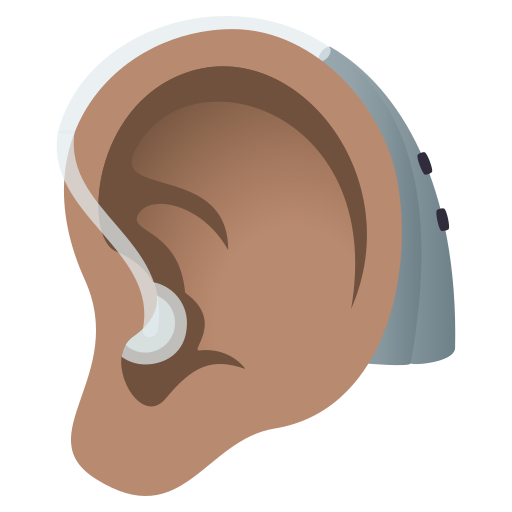 Ear With Hearing Aid: Medium Skin Tone on JoyPixels