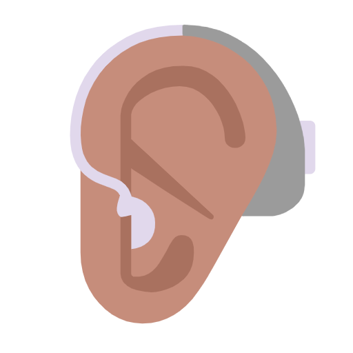 Ear With Hearing Aid: Medium Skin Tone on Microsoft Fluent