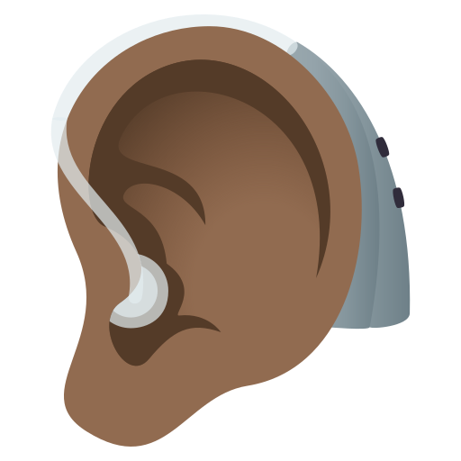 Ear With Hearing Aid: Medium-Dark Skin Tone on JoyPixels