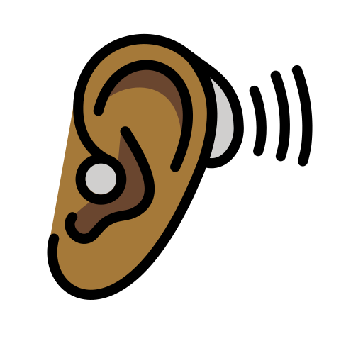 Ear With Hearing Aid: Medium-Dark Skin Tone on OpenMoji