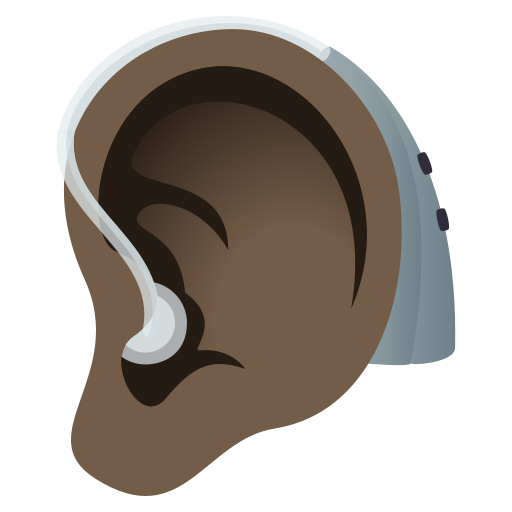 Ear With Hearing Aid: Dark Skin Tone on JoyPixels