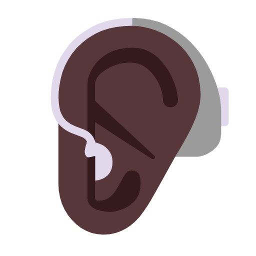 Ear With Hearing Aid: Dark Skin Tone on Microsoft Fluent