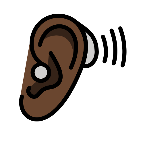 Ear With Hearing Aid: Dark Skin Tone on OpenMoji