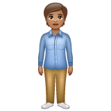 Standing Person: Medium Skin Tone on WhatsApp