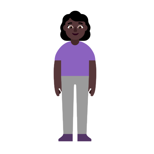 Woman Standing: Dark Skin Tone on Microsoft Fluent