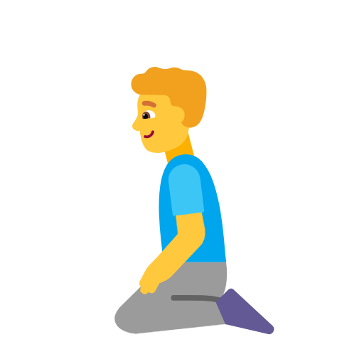 Man Kneeling on Microsoft Fluent