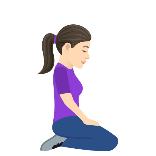 Woman Kneeling Facing Right: Light Skin Tone on JoyPixels