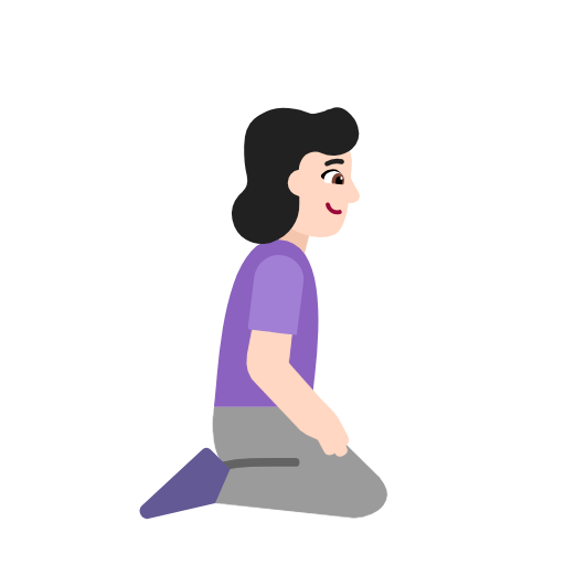 Woman Kneeling Facing Right: Light Skin Tone on Microsoft Fluent