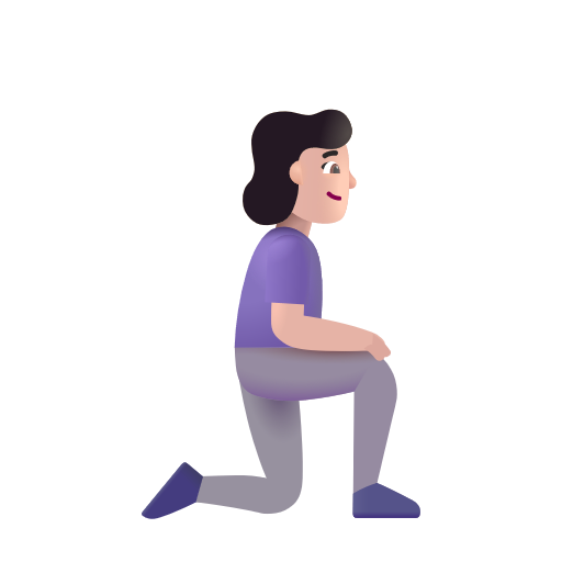 Woman Kneeling Facing Right: Light Skin Tone on Microsoft 3D