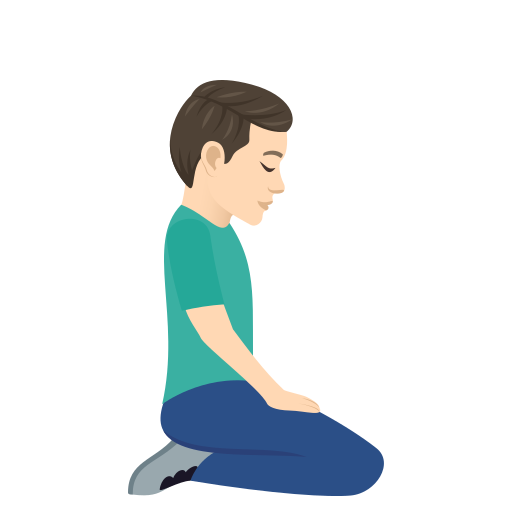 Man Kneeling Facing Right: Light Skin Tone on JoyPixels