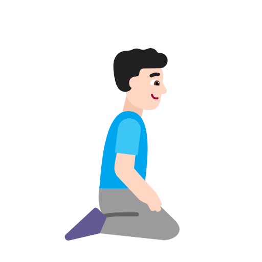 Man Kneeling Facing Right: Light Skin Tone on Microsoft Fluent