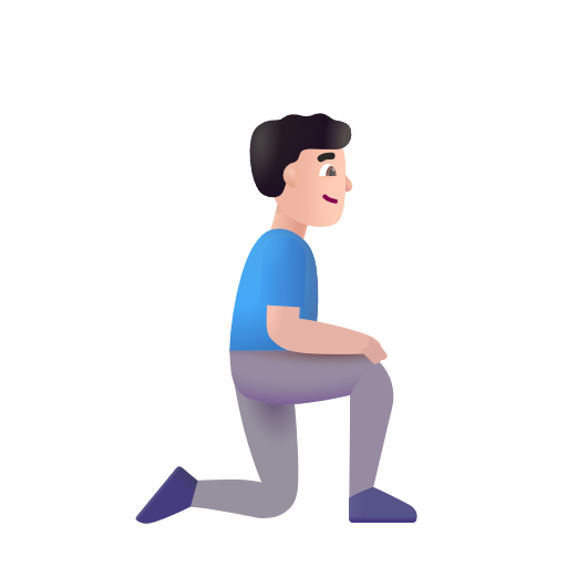 Man Kneeling Facing Right: Light Skin Tone on Microsoft 3D