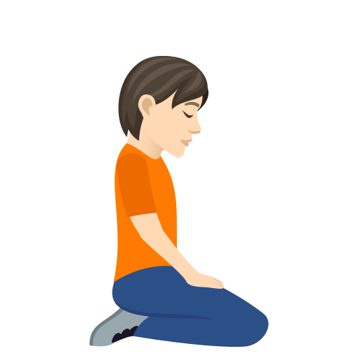 Person Kneeling Facing Right: Light Skin Tone on JoyPixels