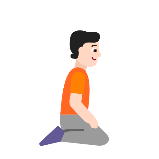 Person Kneeling Facing Right: Light Skin Tone on Microsoft Fluent