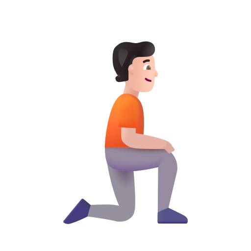 Person Kneeling Facing Right: Light Skin Tone on Microsoft 3D