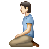 Kneeling Person: Light Skin Tone on WhatsApp