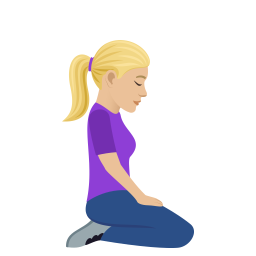Woman Kneeling Facing Right: Medium-Light Skin Tone on JoyPixels