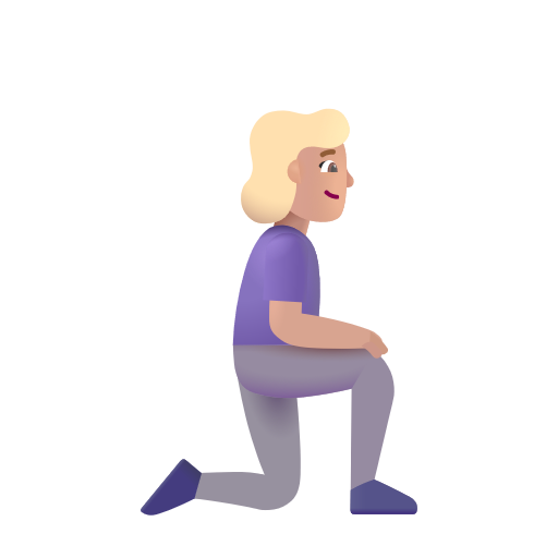 Woman Kneeling Facing Right: Medium-Light Skin Tone on Microsoft 3D